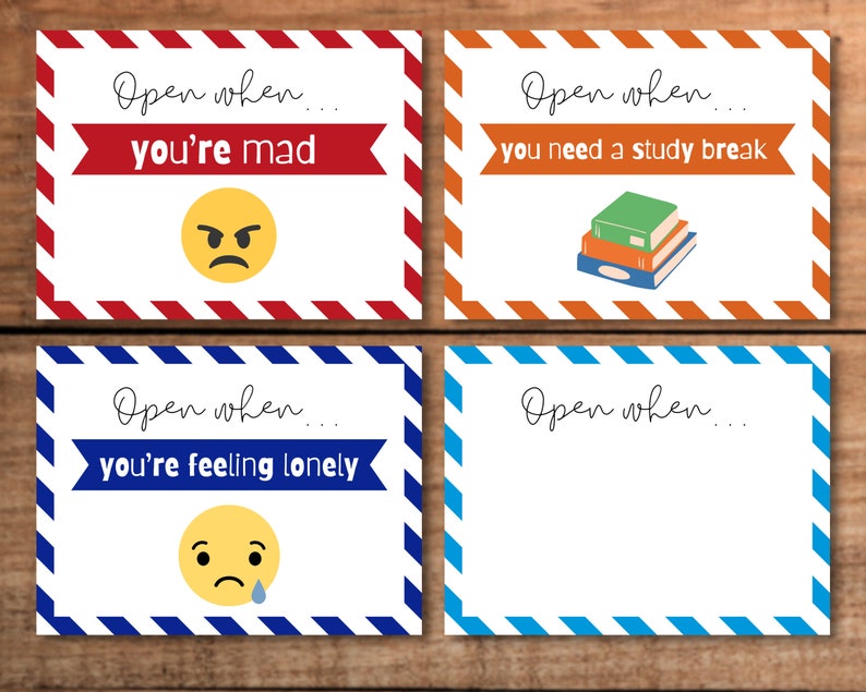 24 Open When Letter Envelope Label Printable Gift for College - Etsy