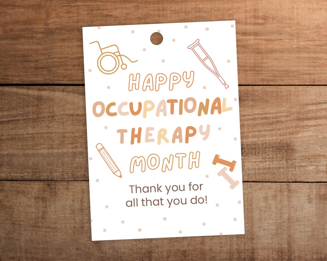 Occupational Therapy Appreciation Month Thank You Gift Tag Printable OT