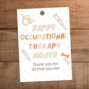 Mese di apprezzamento della terapia occupazionale Etichetta regalo di ringraziamento stampabile Personale di riabilitazione OT