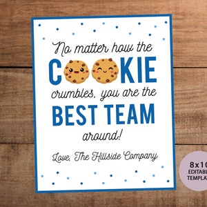 Cookie Team Appreciation Sign: 8x10 Printable (Editable)