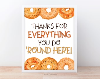 Bagel Bar Sign Employee Staff Volunteer Teacher Appreciation Printable