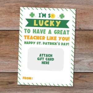 St Patrick Geschenkkartenhalter zum Ausdrucken für Lehrer Erzieher Professoren Dozenten Mentoren Dozenten