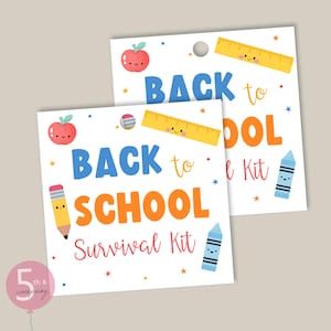 Back to School Survival Kit Gift Tag Printable: Teacher & Student Treats (PDF Download)
