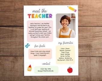 Editable Meet the Teacher Newsletter Template: Back to School Printable (Digital Download)