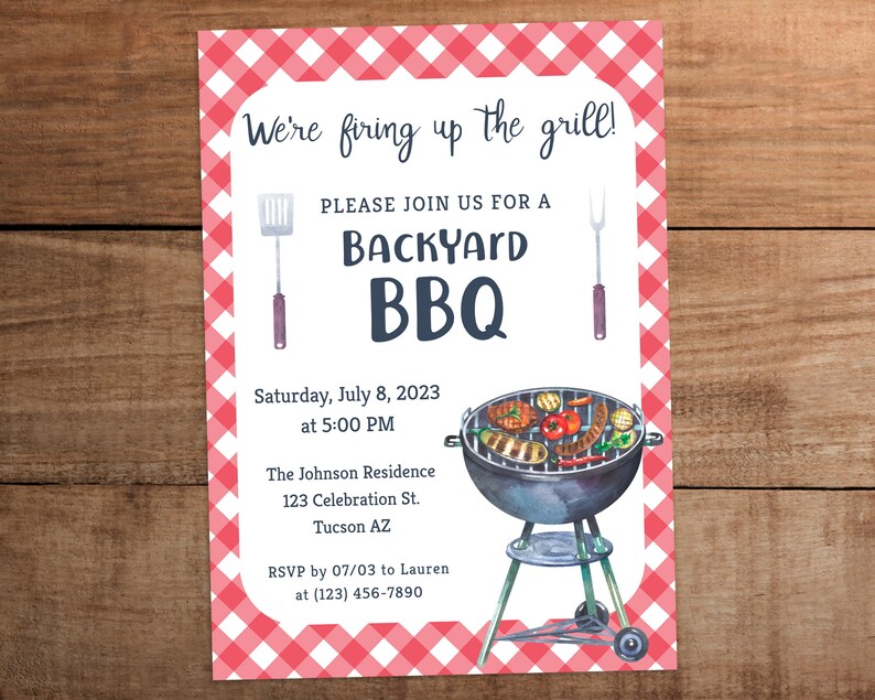 Editable Backyard BBQ Party Invitation Template Printable - Etsy