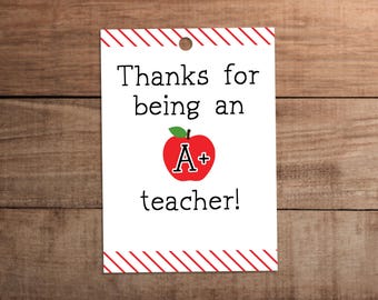 Teacher Appreciation Apple Gift Tag Thank You Printable