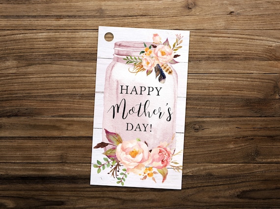 Printable Gift tags for Mother's Day Mason jar with boho