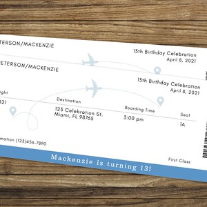 Carte d'embarquement pour billets d'avion, modèle d'invitation d'anniversaire pour enfants à imprimer