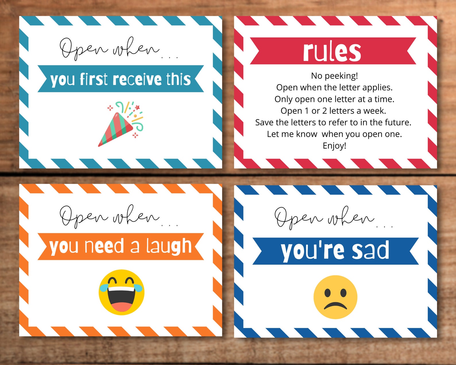 24 Open When Letter Envelope Label Printable Gift for College - Etsy