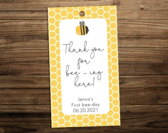 Editable Bumble bee party favor tag printable