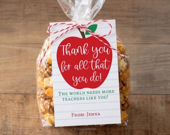 The World Needs More Teachers Apple Tag Editable Staff Appreciation Cookie Treat Favor