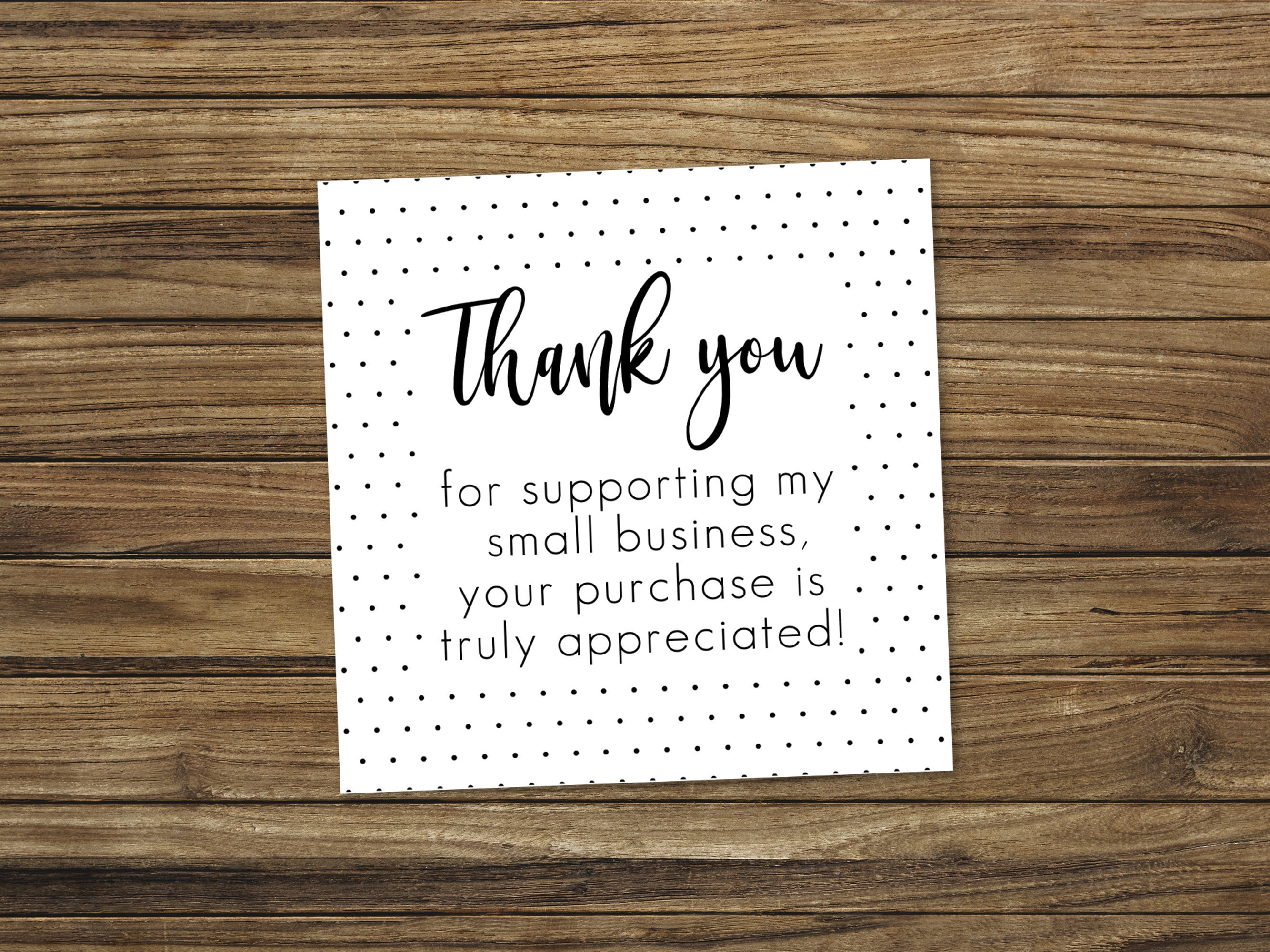 Printable Small Business Thank You 3x3 Inches Card Thank You Etsy