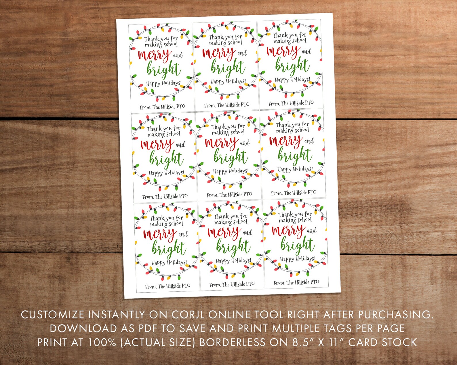 Christmas Thank You Gift Tag Printable for Teacher School - Etsy