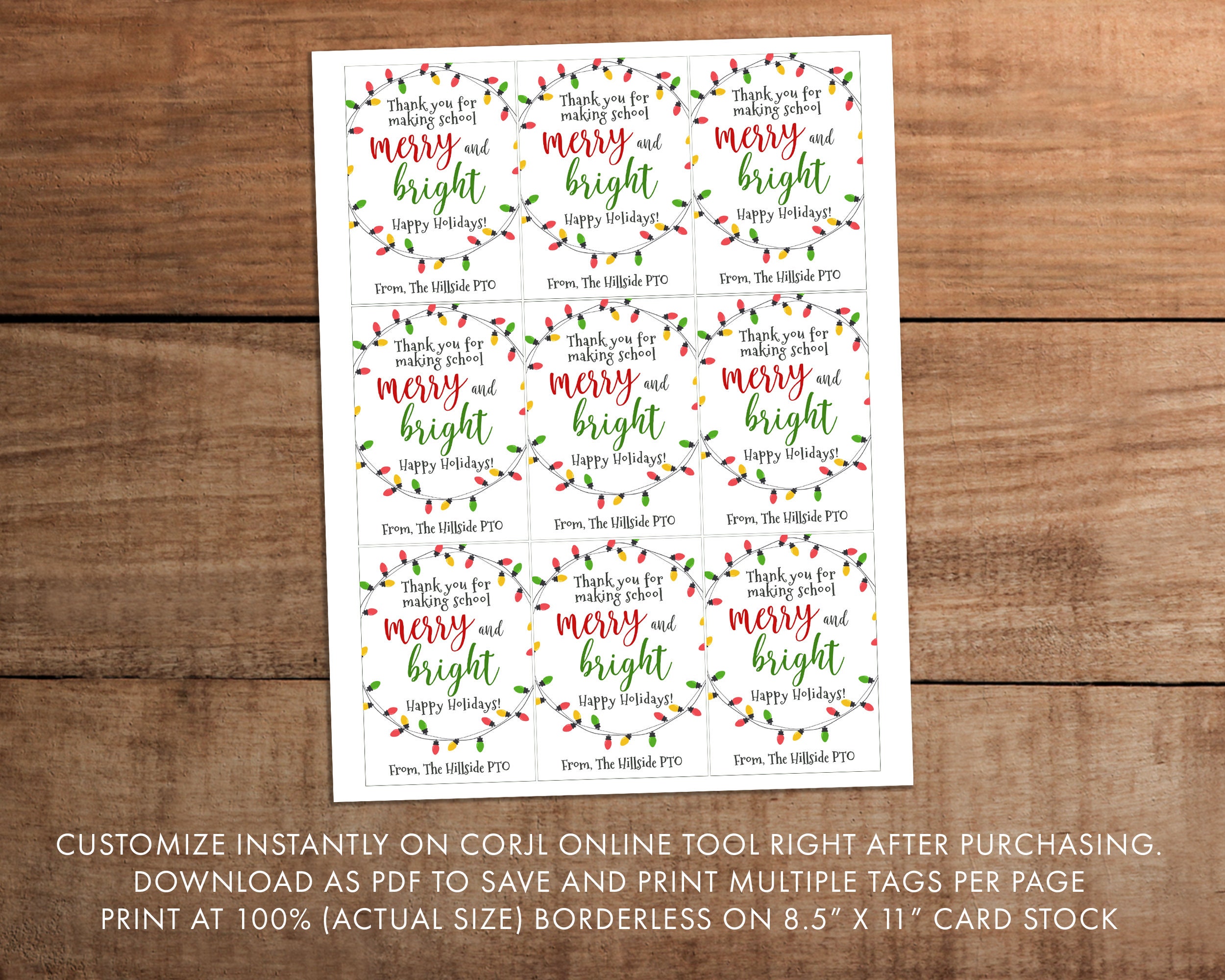 Christmas Thank You Gift Tag Printable for Teacher School - Etsy