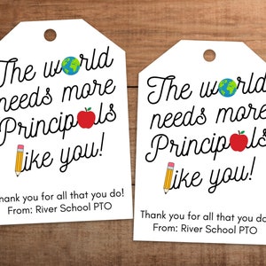 Editable School Principal Appreciation Gift Tag Printable  Thank You  Label