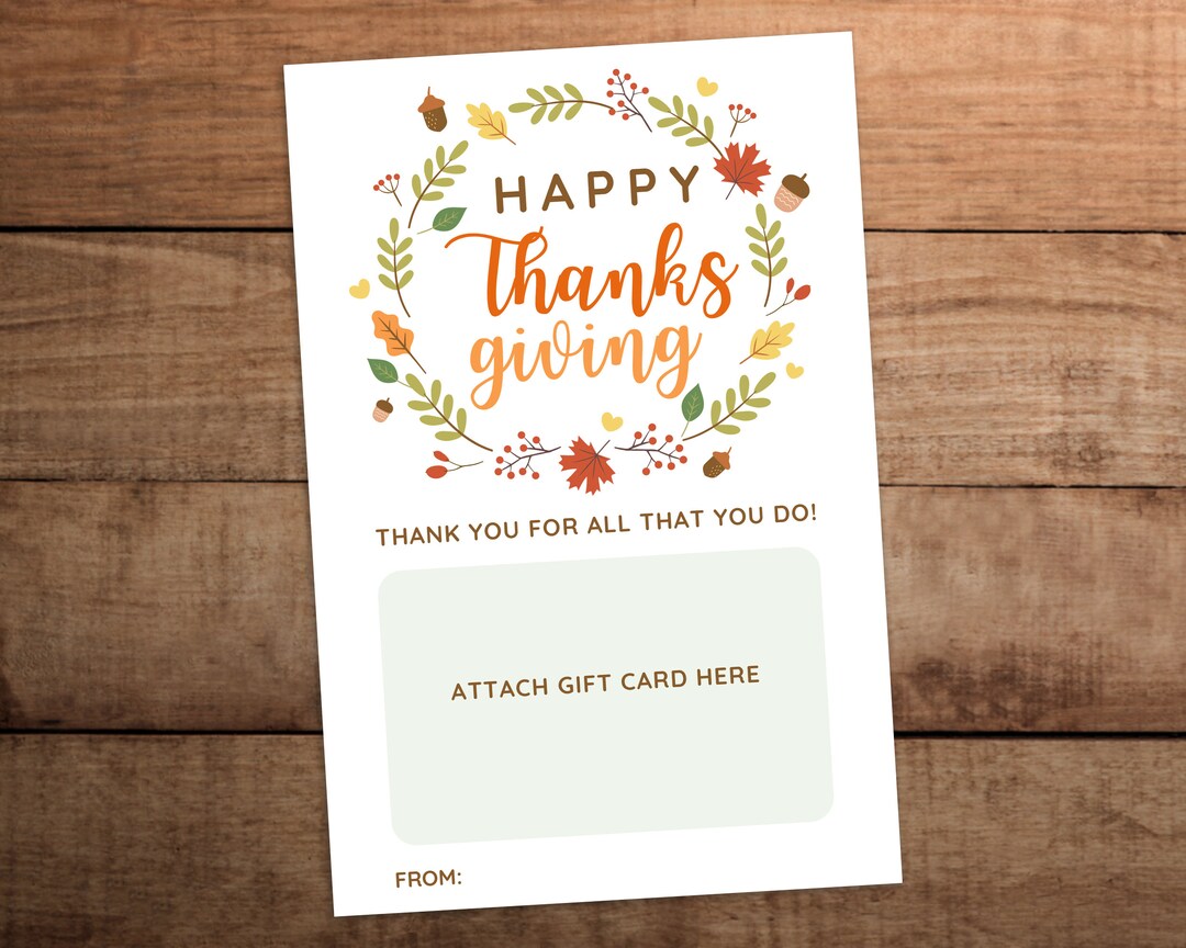 Thanksgiving Gift Card Holder Printable for Nurse Teacher Staff ...