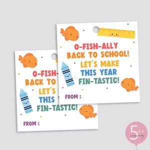 Back to School Goldfish Gift Tag Printable Teacher Student Treat Favor Classroom First Day
