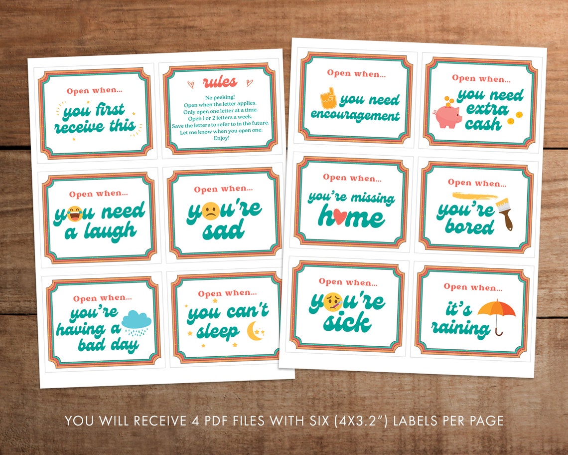 Open When Letter Envelope Label Printable Gift for College - Etsy