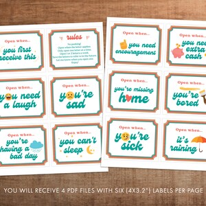 Open When Letter Envelope Label Printable Gift for College Students ...
