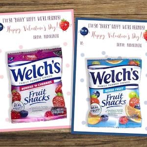 Stampabile per San Valentino in classe / Biglietto di San Valentino con snack alla frutta / Biglietto di San Valentino per bambini / Modello di biglietto "Sono così felice che siamo amici"