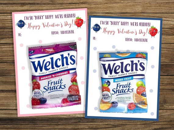 Classroom Valentines Day Printable Fruit Snacks Valentine | Etsy
