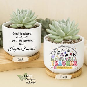 PNG Teacher Appreciation Planter Gift, Customizable Sublimation/UVDTF “Teach Them, Love Them” Flower Pot Design, Special Educator Gift