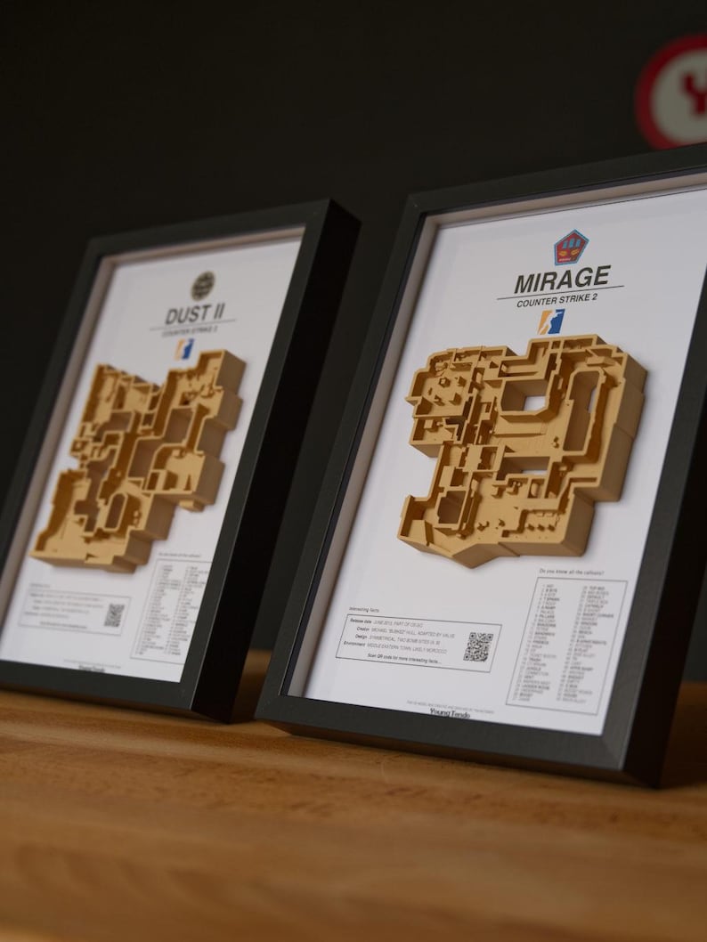 Coleção de Arte de Parede com Mapa 3D de Counter Strike 2 | Decoração para Sala de Jogos CS2 | Presente para Gamer imagem 14