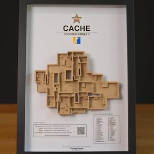 Coleção de Arte de Parede com Mapa 3D de Counter Strike 2 | Decoração para Sala de Jogos CS2 | Presente para Gamer Cache