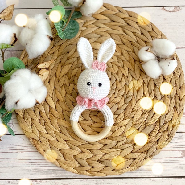 CROCHET PATTERN bunny baby rattle, pdf ENGLISH Digital download, baby rattle pattern, amigurumi rattle, bunny rabbit crochet pattern