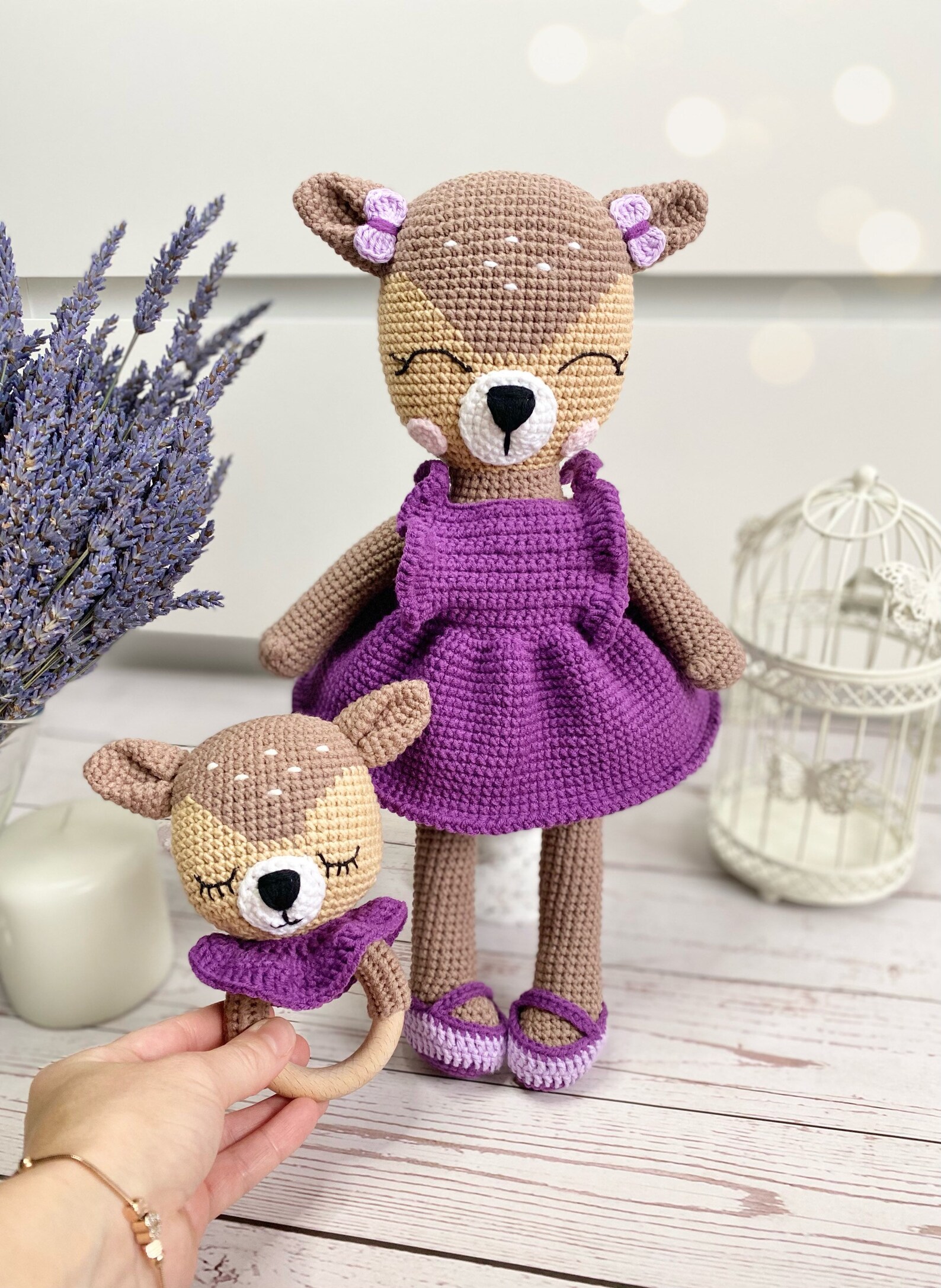 Cute Handmade Deer Doll And Deer Baby Rattle Set Christmas Baby Girl cute-handmade-deer-doll-and-deer-baby-rattle-set-christmas-baby-girl