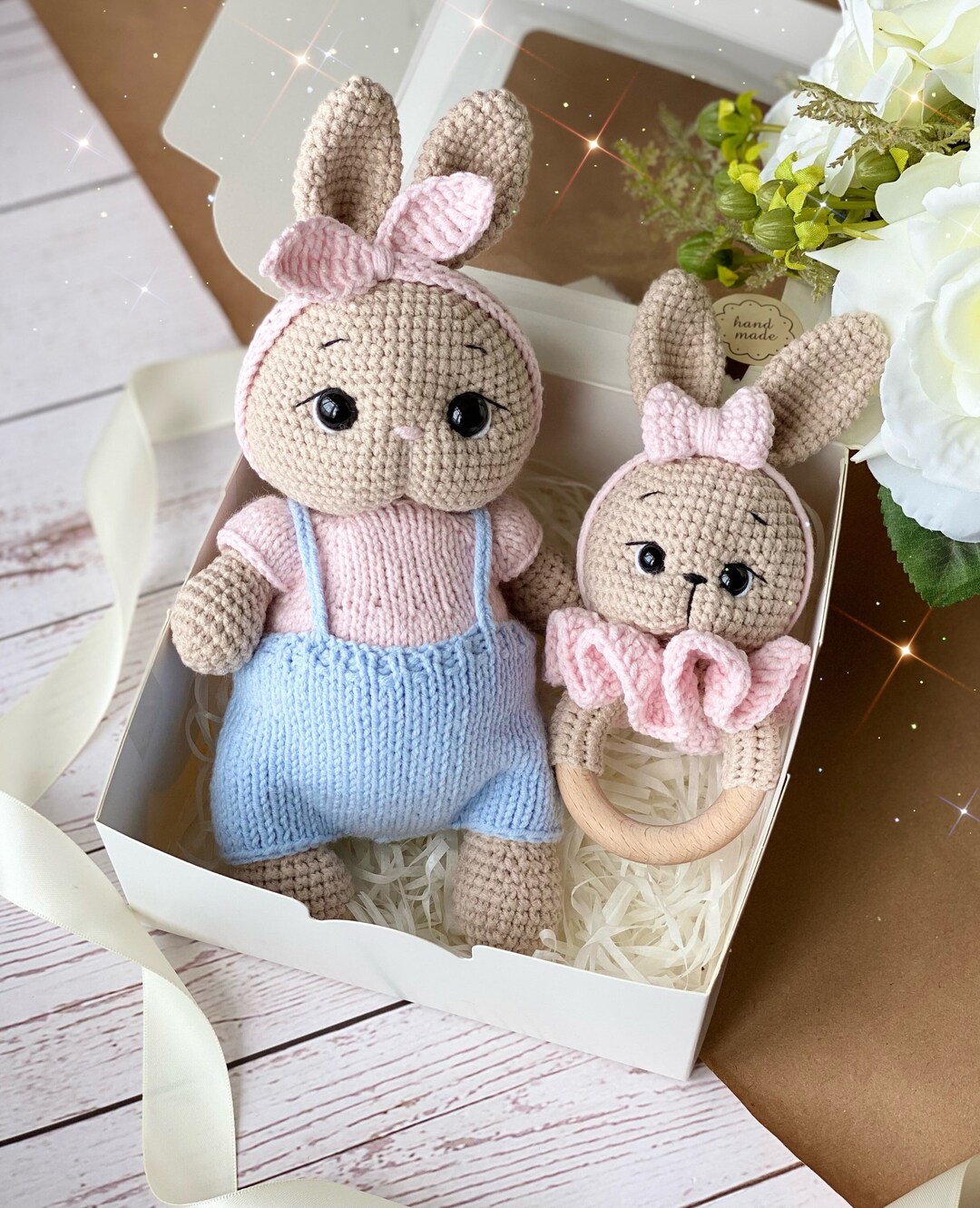 Cute Baby Girl Gift Set Crochet Bunny Rabbit Doll Christmas - Etsy