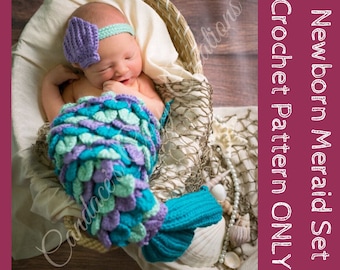 PATTERN | Crochet Newborn Mermaid Outfit Pattern (PDF)