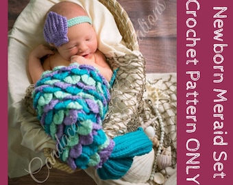 CROCHET PATTERN | Newborn Mermaid Photo Prop Pattern, Mermaid Crochet Pattern, DIY Mermaid Outfit, Crochet Baby Mermaid, pdf Crochet Pattern