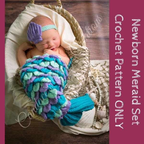 CROCHET PATTERN | Newborn Mermaid Photo Prop Pattern, Mermaid Crochet Pattern, DIY Mermaid Outfit, Crochet Baby Mermaid, pdf Crochet Pattern