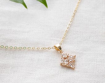 Art deco charm necklace - dainty gold-plaited chain, delicate bridal jewelry, romantic gift for her