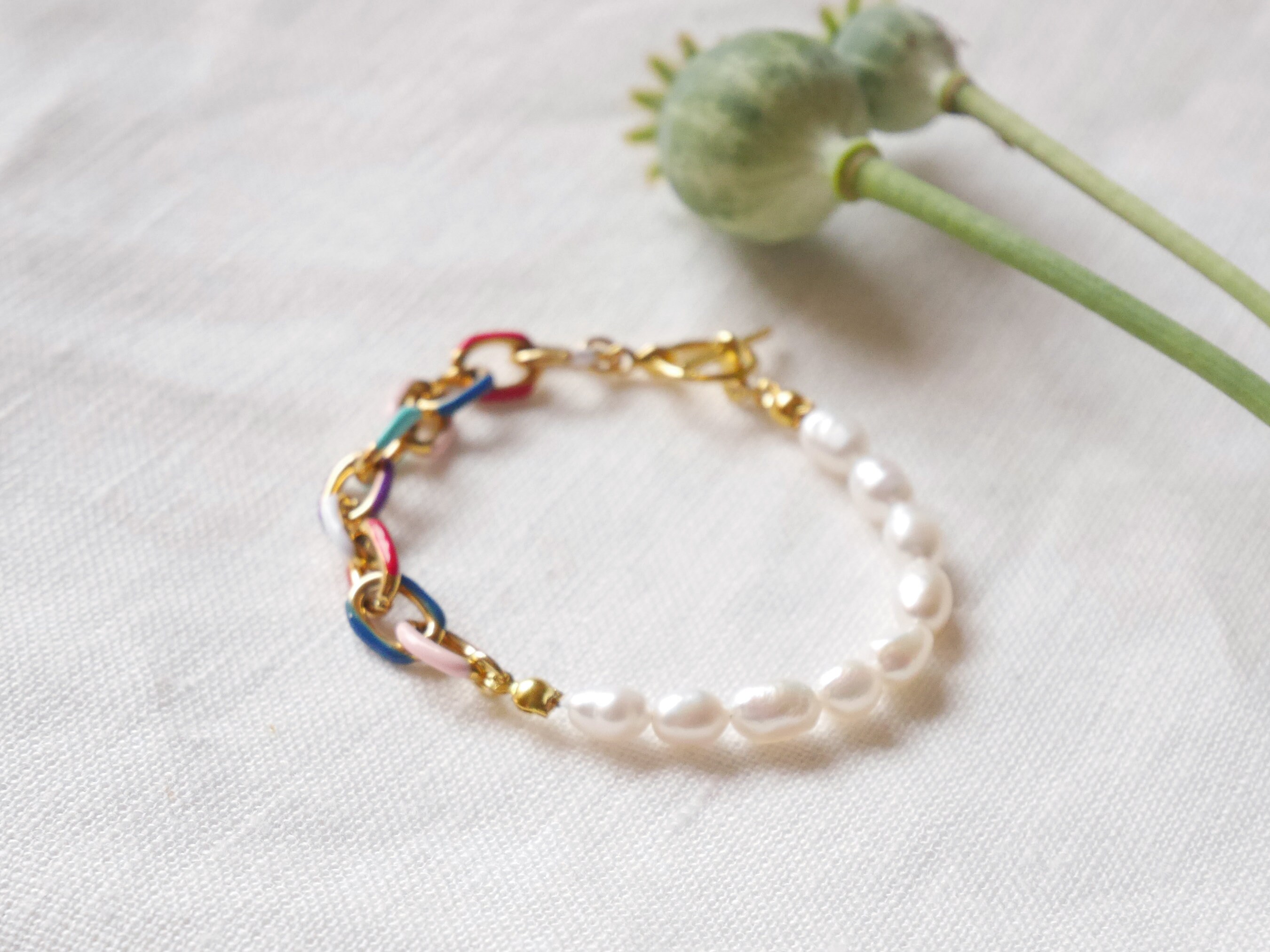 ■VINTAGE HOLLYWOOD■ Chain Half Pearl BraceletVH25NNBR171V Pearl & Chain Half-and-Half Necklace | Pearly – Lux Couture