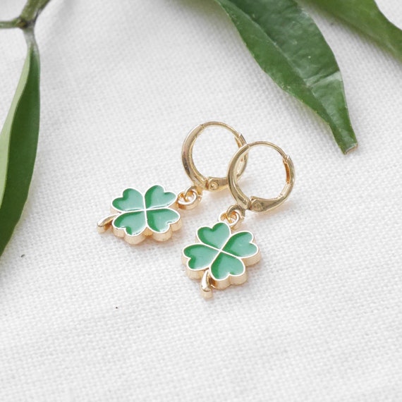 Orecchini A Cerchio Con Trifoglio Portafortuna Per San Patrizio - Gioielli Donna In Legno E Lega, Leggeri E Colorati, Ideali Per Festività Irlandesi