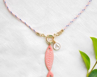 Dainty paracord with charms necklace - gold front clasp, pick your pendants, customized gift for her