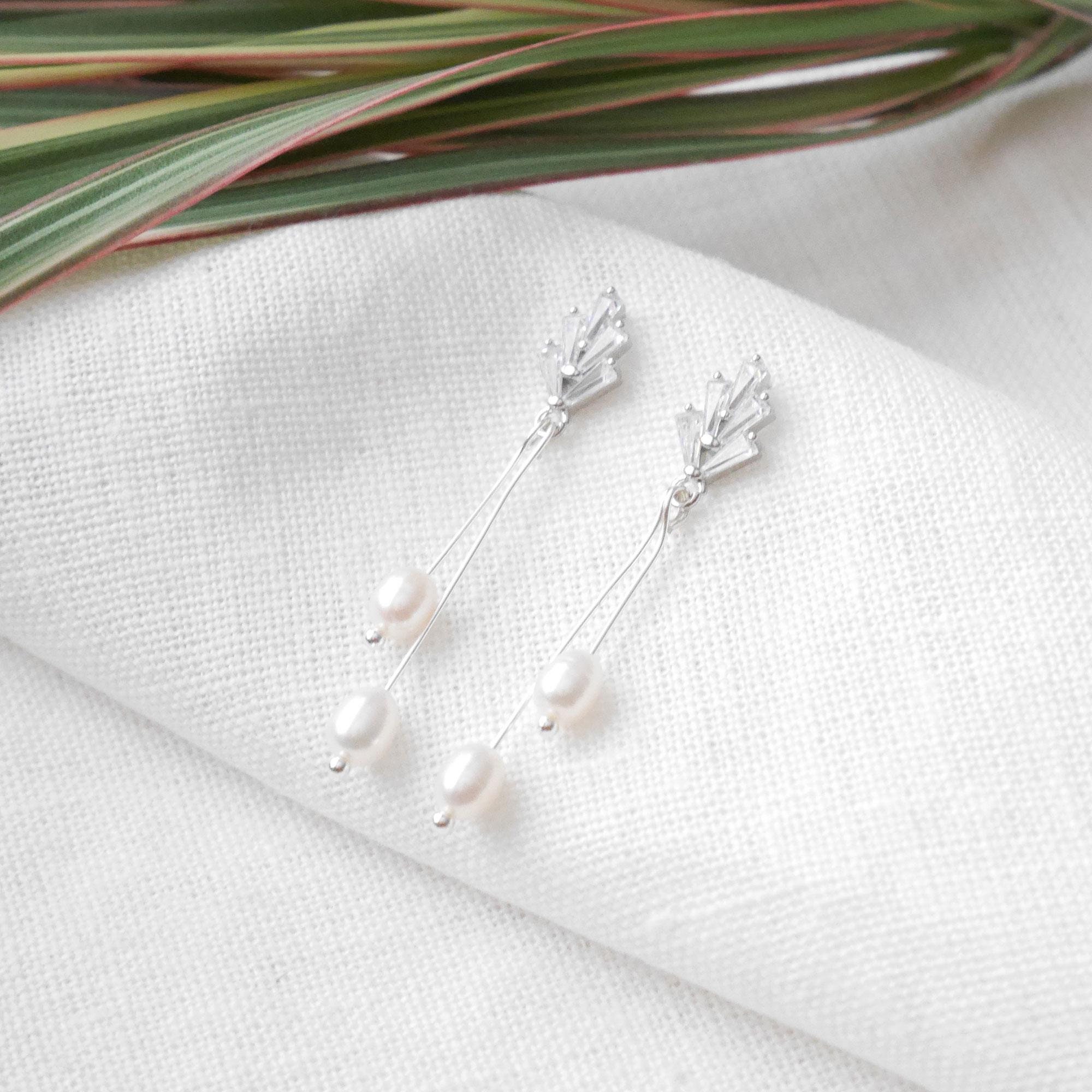 Silver Pearl Drop Earrings