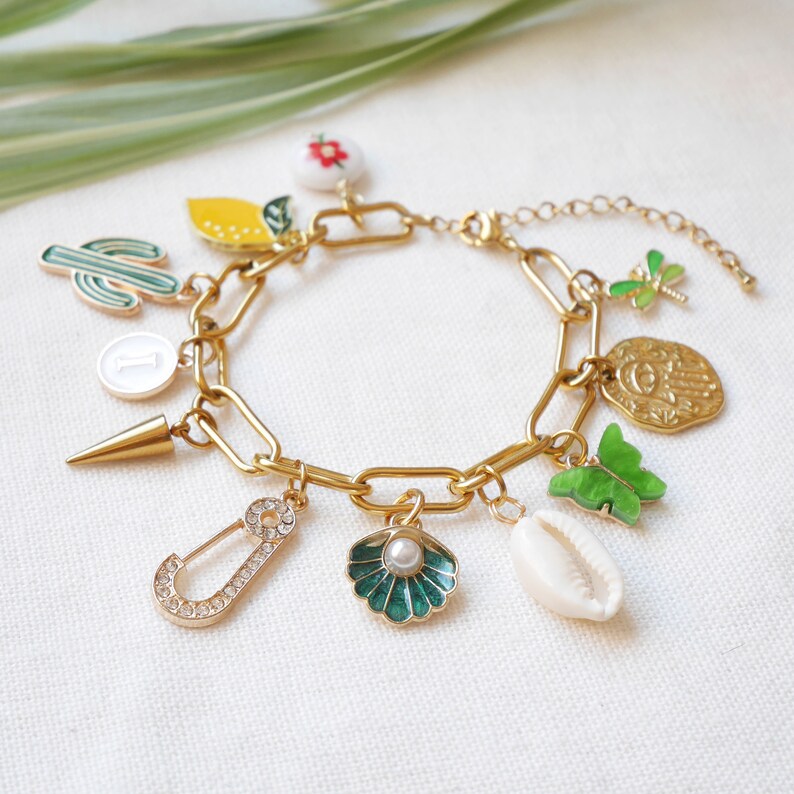 Custom Charm Bracelet Chunky Paperclip Chain With Customized Charms