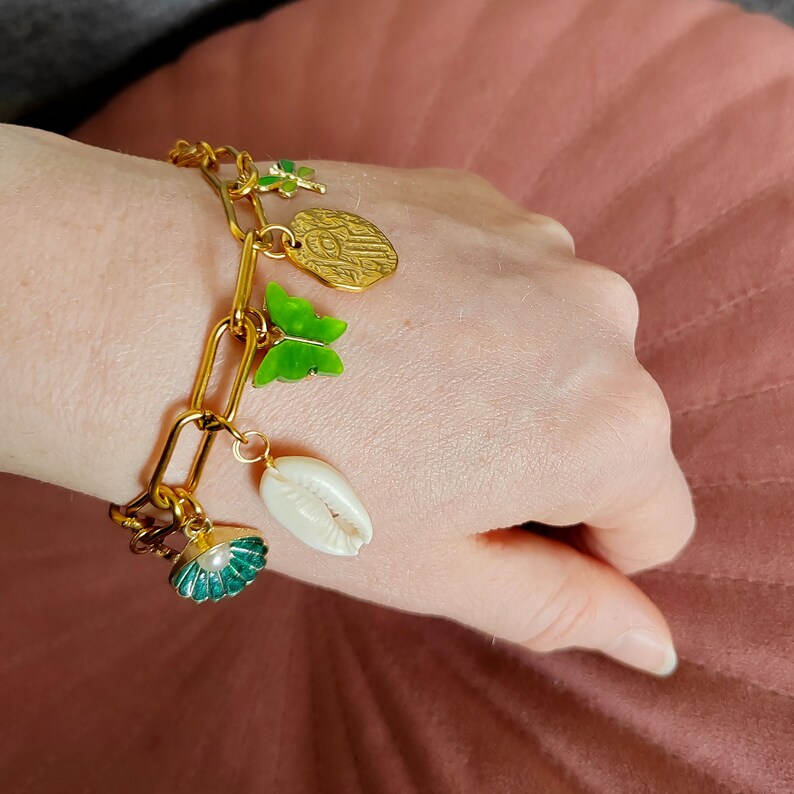 Custom Charm Bracelet Chunky Paperclip Chain With Customized Charms