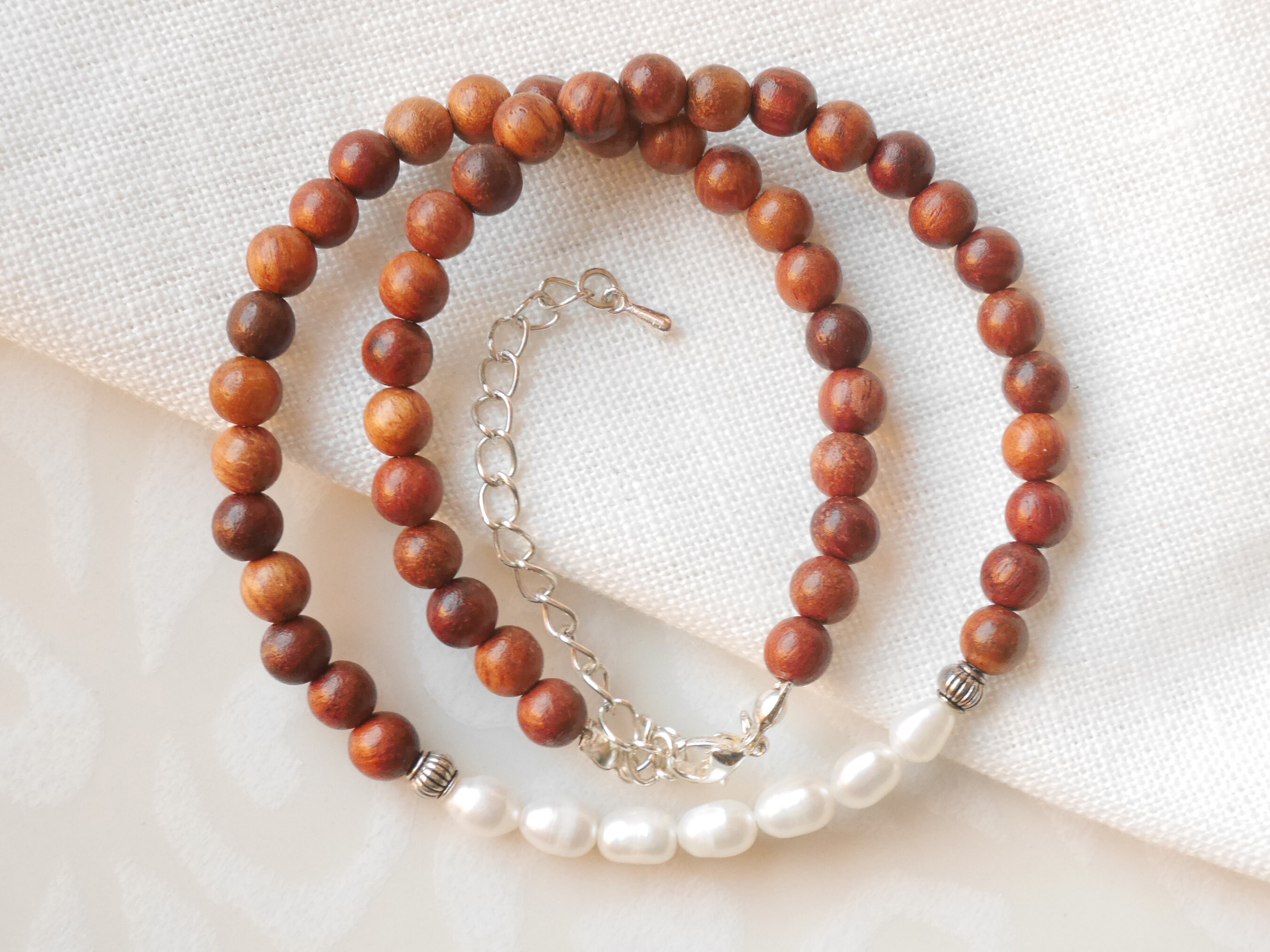 ネックレス・チョーカー SK8ER ROCK Pearl Points Wooden Beads Necklace Wood Wooden Pearl Necklace | Wood Beads Necklace | Country Style