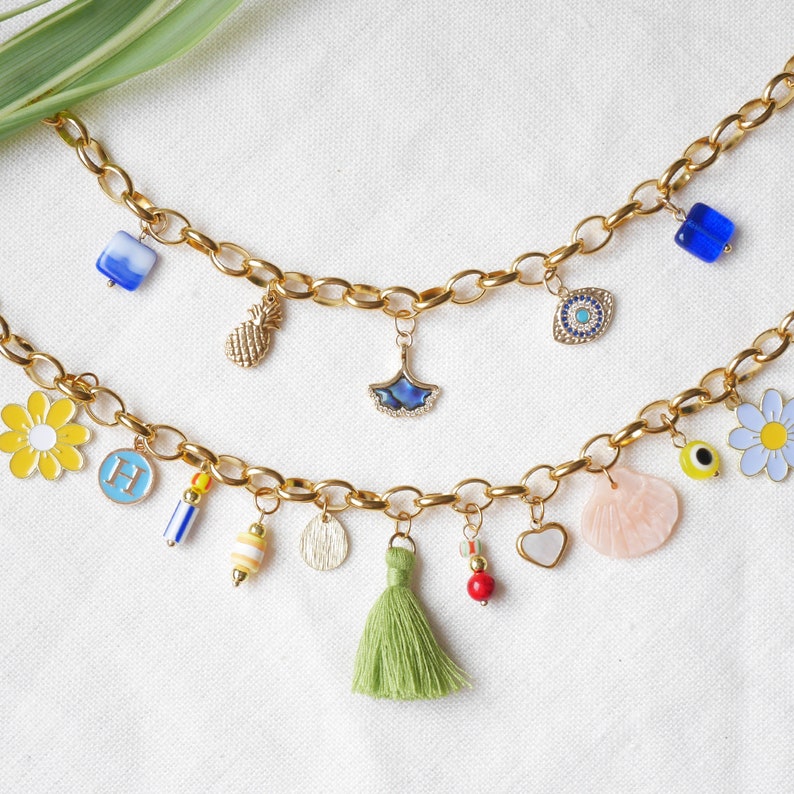 Build your charm necklace Custom charm choker Personalized jewelry gift for her with pick and mix pendants Tell your story with charms image 1