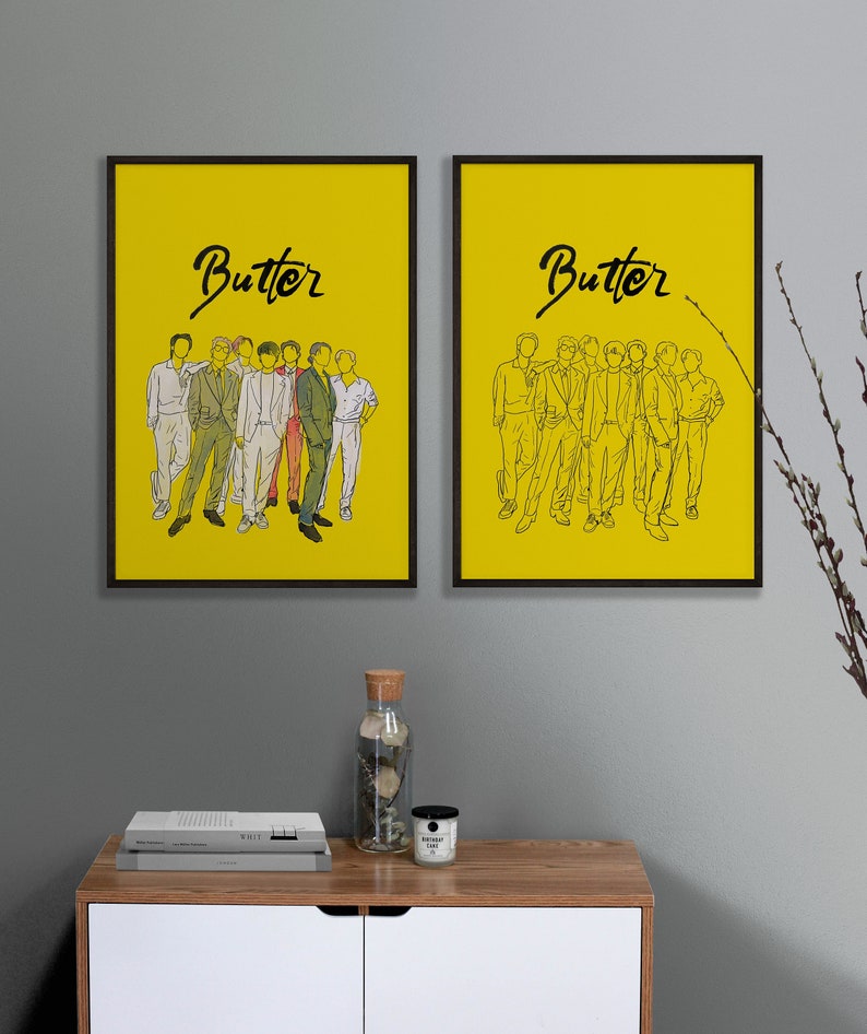 BTS Butter Poster Set, Kpop Butter, BTS Room Decor, BTS Calligraphy