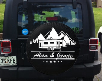 Coccko Life is Better by The Campfire Tire Covers Spare Tire Cover Universal Sun Protector Dust-Proof Cover Fit for Trailer Rv SUV Truck Coccko Life is Better by The Campfire Tire Covers Spare Tire Cover Universal Sun Protector Dust-Proof Cover Fit for Trailer Rv SUV Truck