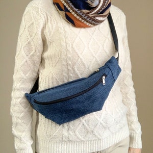 Sac à bandoulière en denim foncé, sac de randonnée, sacs banane avec poches, sac en jean à bandoulière
