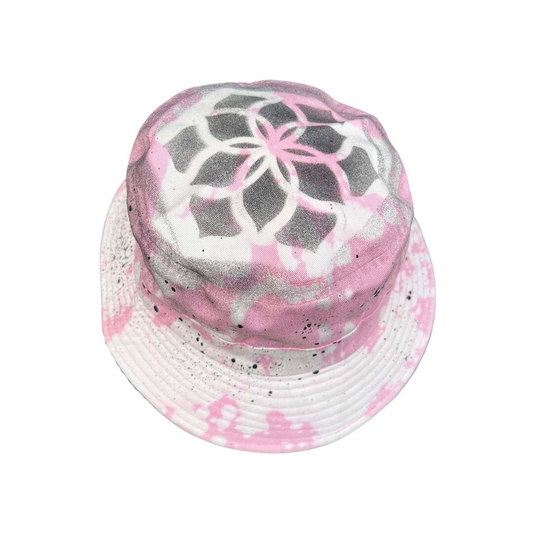 帽子 lad musician23ss PAINT FLOWER BUCKET HAT Flower of Life Bucket Hat | Hand Painted Pink Bleach Distressed - Etsy