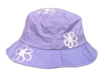 Lilac Lavender Purple Pastel Acid Wash Tie Dye Bucket Hat Flower Patch