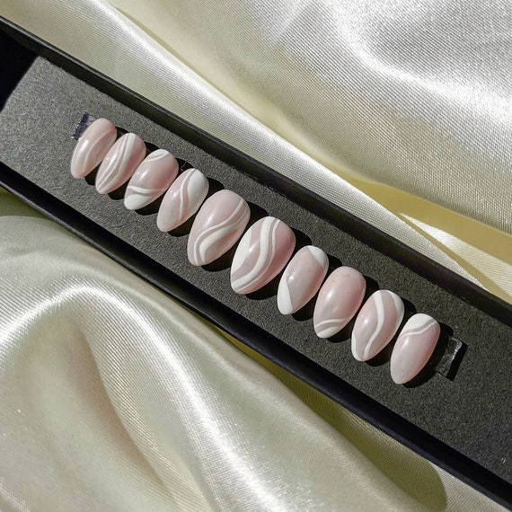 Rose Baby Milk Set Press On Nails Faux Ongles Abstract Etsy
