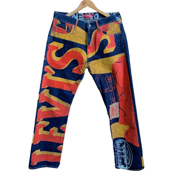 Junya Watanabe X Levis AD2018 Painted Banner Selvedge Jeans - Etsy